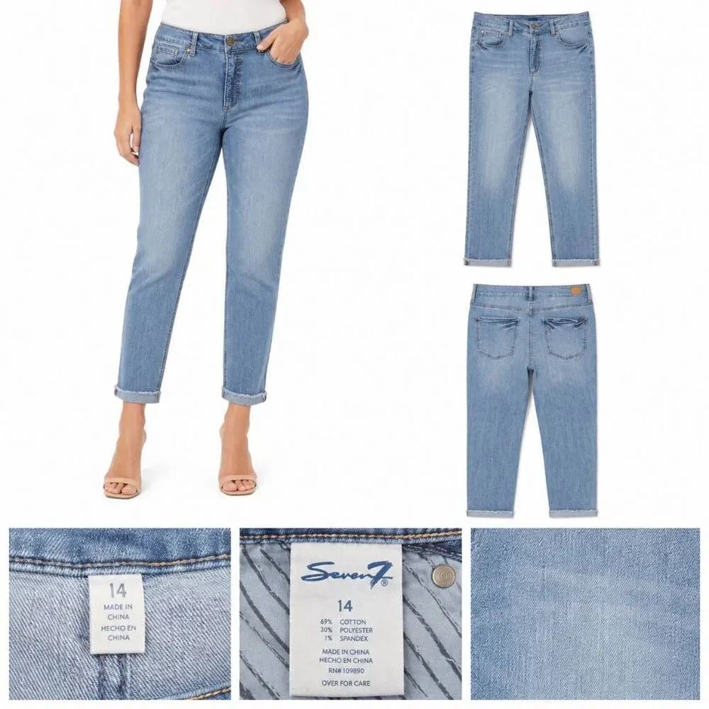 Seven7 Light Wash Raw Hem Ankle Jeans Women's Size 14